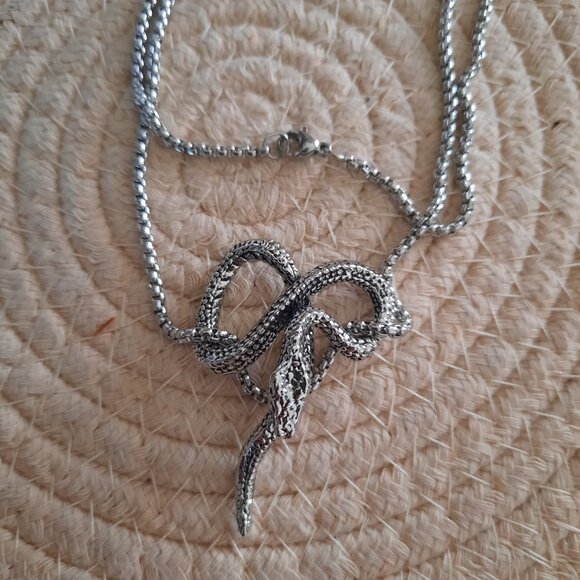 Snake Pendant Gothic Pendant Necklace - Stainless Steel, NEW! - Picture 2 of 14